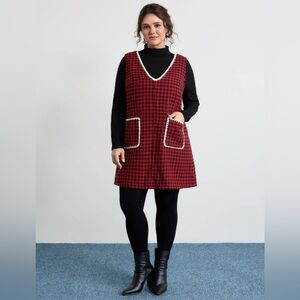 BloomChic Red Houndstooth Mini Dress with Pockets